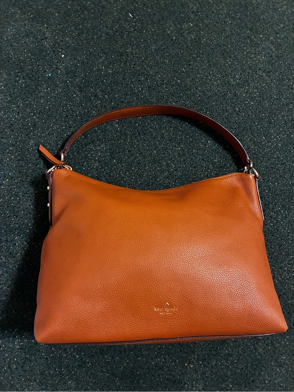 kate spade Pebbled Leather Shoulder Bag in Cognac